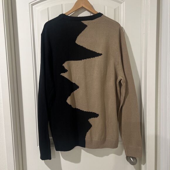 NOVA MEN Abstract Two-tone Men’s Long Sleeve Gold And Black Crew Neck Sweater XL - Picture 8 of 11